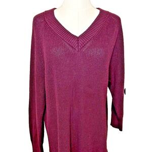 Women's Burgundy Sweater framing V Neck SZ L by Soho New York Jeans